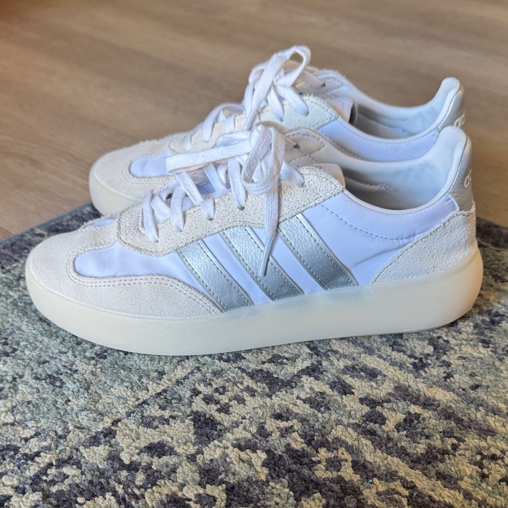 adidas White and Silver Women's Sneakers